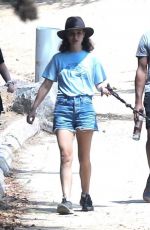 NATALIE PORTMAN in Denim Shorts Out Hikinig in Los Feliz 08/17/2021