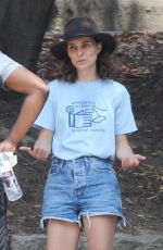 NATALIE PORTMAN in Denim Shorts Out Hikinig in Los Feliz 08/17/2021