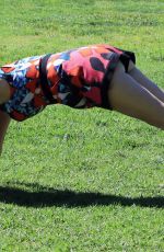 PHOEBE PRICE Out Stretching at a Park in Los Angeles 08/09/2021