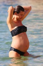 Pregnant GEORGIA FOWLER in Bikini at a Beach in Sydney 08/13/2021