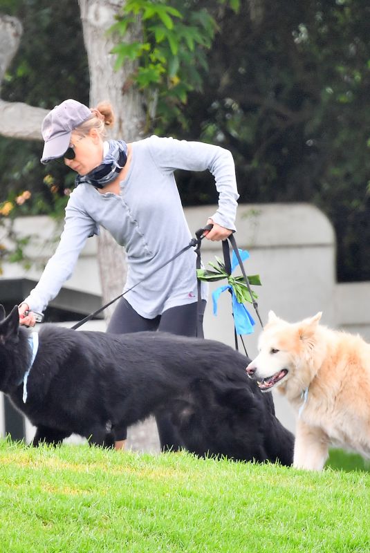 RENEE ZELLWEGER Out with Her Dogs at a Park in Laguna Beach 08/23/2021