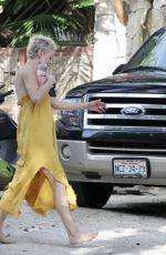 ROSE MCGOWAN Out with Her Dog in Tulum 08/03/2021