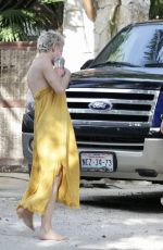 ROSE MCGOWAN Out with Her Dog in Tulum 08/03/2021