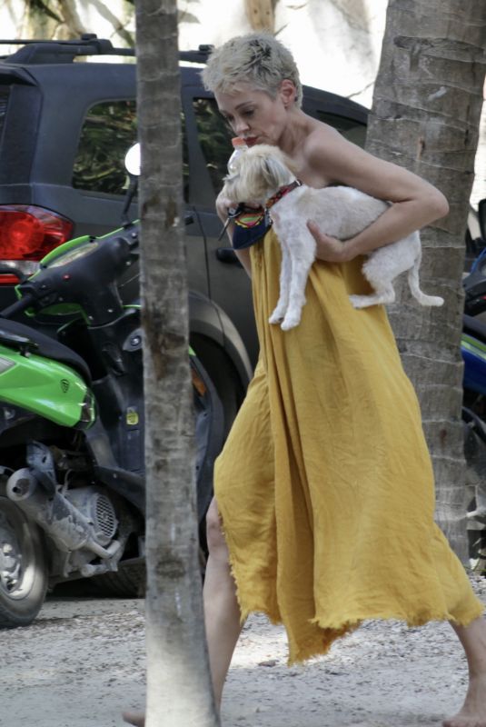 ROSE MCGOWAN Out with Her Dog in Tulum 08/03/2021