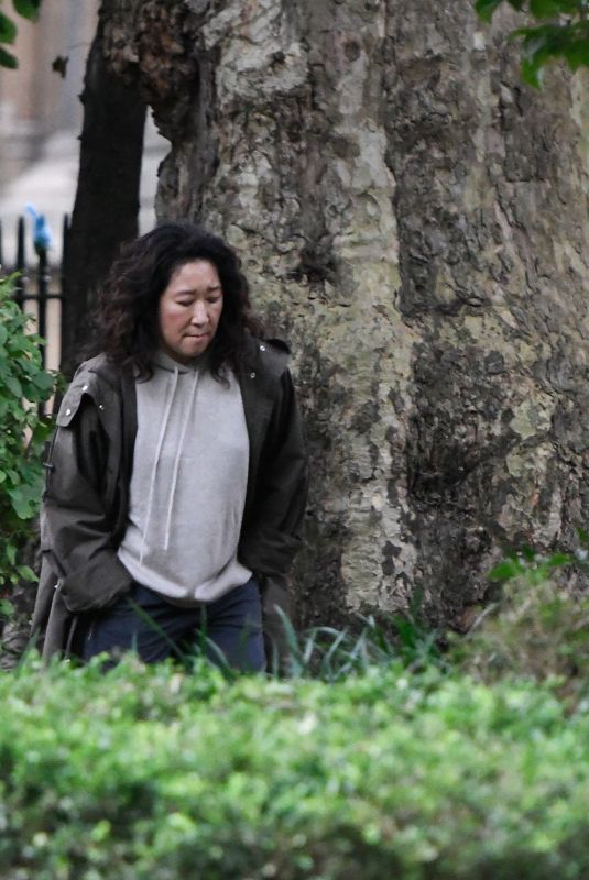 SANDRA OH on the Set of Killing Eve in London 08/17/2021