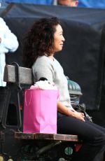 SANDRA OH on the Set of Killing Eve in London 08/23/2021