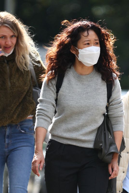 SANDRA OH on the Set of Killing Eve in London 08/23/2021