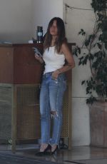SARAH SHAHI in Ripped Denim Out for Lunch in Los Angeles 08/02/2021