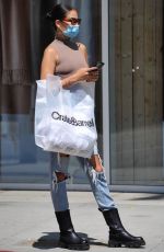 SHANINA SHAIK in Ripped Denim Out Shopping in Beverly Hills 08/26/2021