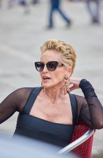 SHARON STONE at Dolce & Gabbana Photoshoot in Venice 08/27/2021