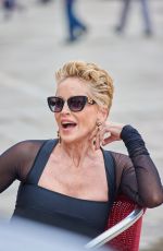 SHARON STONE at Dolce & Gabbana Photoshoot in Venice 08/27/2021