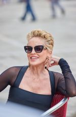 SHARON STONE at Dolce & Gabbana Photoshoot in Venice 08/27/2021