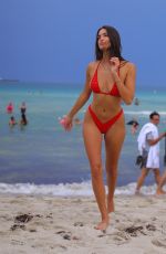TAO WICKRATH in a Red Bikini at a Beach in Miami 08/02/2021