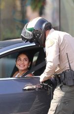 VANESSA HUDGENS Gets Ticket for Using Phone While Driving in West Hollywood 08/30/2021