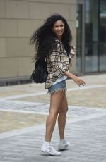VICK HOPE in Denim Shorts Out in London 08/17/2021