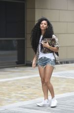 VICK HOPE in Denim Shorts Out in London 08/17/2021