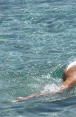 VICTORIA SILVSTEDT in a White Bikini at a Beach in Mykonos 08/01/2021