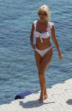 VICTORIA SILVSTEDT in a White Bikini at a Beach in Mykonos 08/01/2021