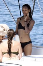 ZOE SALDANA in Bikini at a Boat in Italy 08/16/2021