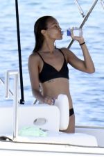 ZOE SALDANA in Bikini at a Boat in Italy 08/16/2021