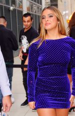 ADDISON RAE in a Purple Polka-dot Dress at Bravo Studios in New York 09/08/2021