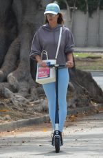 ALESSANDRA AMBROSIO Riding a Scooter Out in Brentwood 08/31/2021