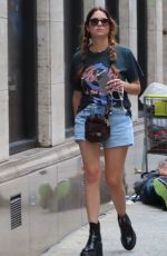 ASHLEY BENSON in Denim Shorts Out in New York 09/16/2021