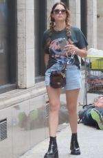 ASHLEY BENSON in Denim Shorts Out in New York 09/16/2021