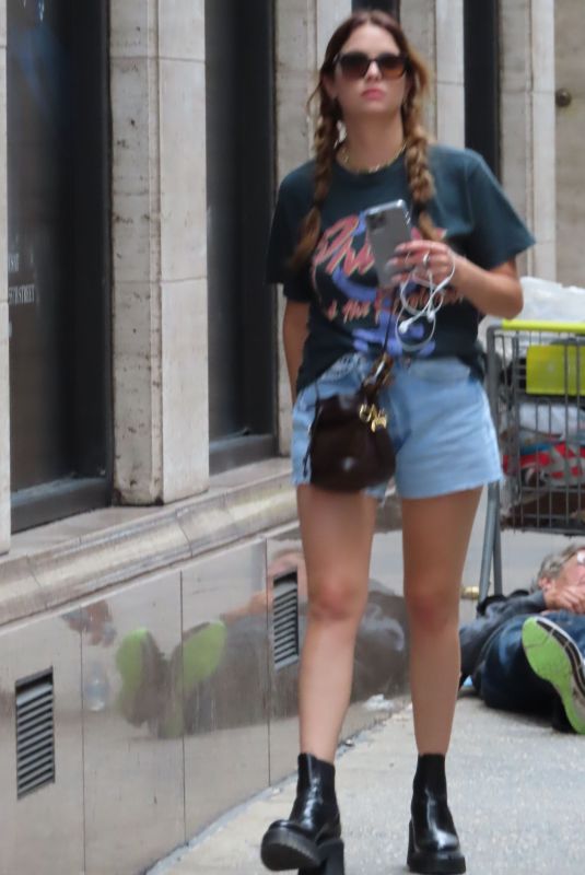 ASHLEY BENSON in Denim Shorts Out in New York 09/16/2021