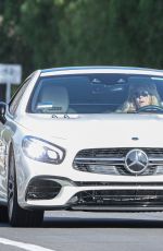 BRITNEY SPEARS Out Driving Her Mercedes-AMG SL 63 in Calabasas 09/01/2021