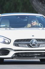 BRITNEY SPEARS Out Driving Her Mercedes-AMG SL 63 in Calabasas 09/01/2021