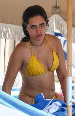 CAMILA CABELLO in a Yellow Bikini at a Beach in Miami 09/20/2021
