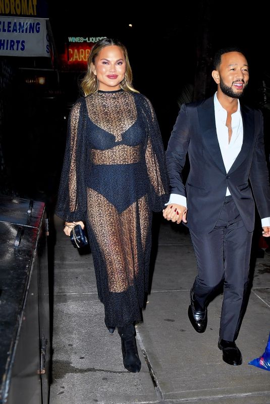 CHRISSY TEIGEN and John Legend Out for Late-night Dinner in New York 09/26/2021