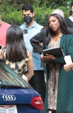 CONSTANC WU and EGO NWODIM on the Set of Lyle, Lyle, Crocodile in New York 09/21/2021
