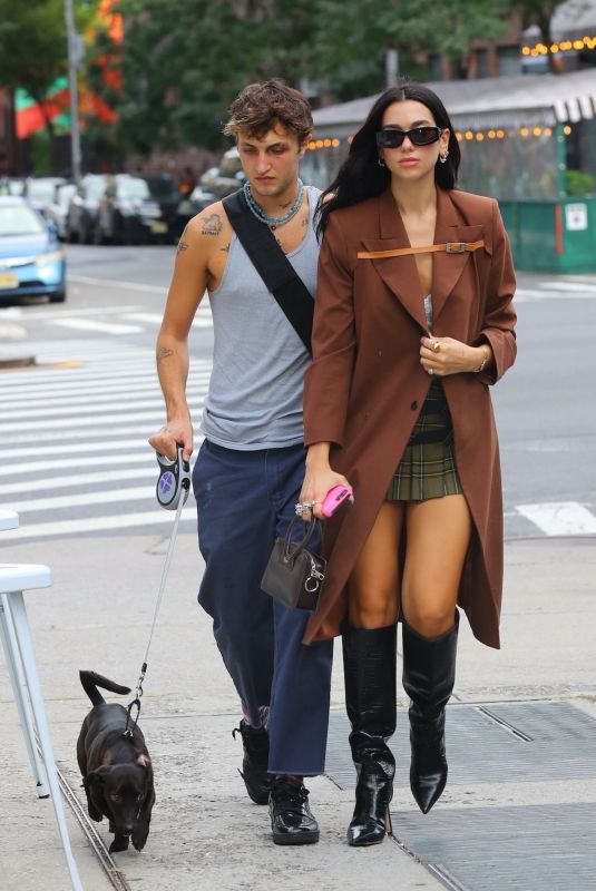 DUA LIPA and Anwar Hadid  Out with Their Dog in New York 09/21/2021