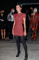 EVANGELIE SMYRNIOTAKI Arrives at Versace Show at Milan Fashion Week 09/24/2021