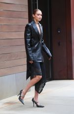 GIGI HADID All in leather Out for New York Fashion Week 09/09/2021