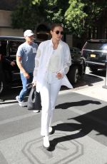 GIGI HADID All in White Out in New York 09/11/2021