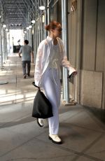 GIGI HADID All in White Out in New York 09/11/2021