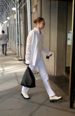 GIGI HADID All in White Out in New York 09/11/2021