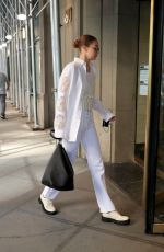 GIGI HADID All in White Out in New York 09/11/2021