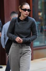 GIGI HADID Wears a Grey Sweater Out in New York 09/10/2021