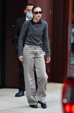 GIGI HADID Wears a Grey Sweater Out in New York 09/10/2021
