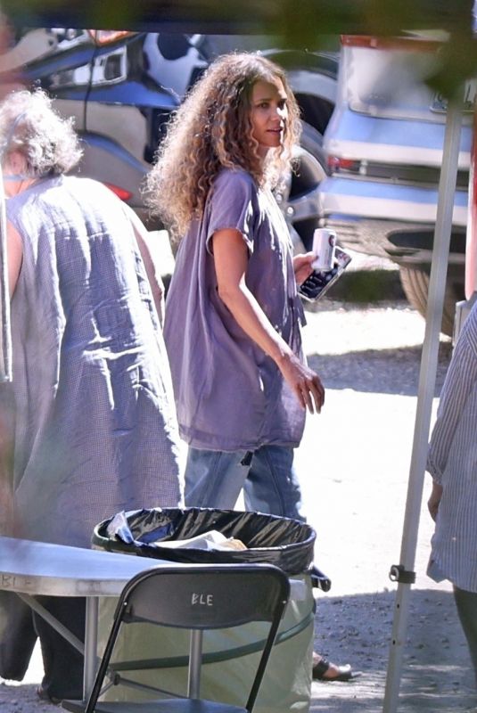 HALLE BERRY on the Set of Sweaty Betty Workout Clothes Commercial in Malibu 09/14/2021