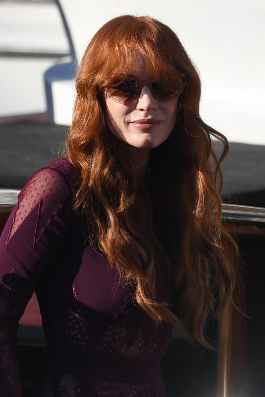 JESSICA CHASTAIN Arrives at Lido in Venice 09/05/2021