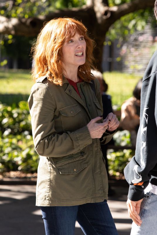 JULIANNE MOOR on the Set of Sharper at Washington Square Park in New York 09/29/2021