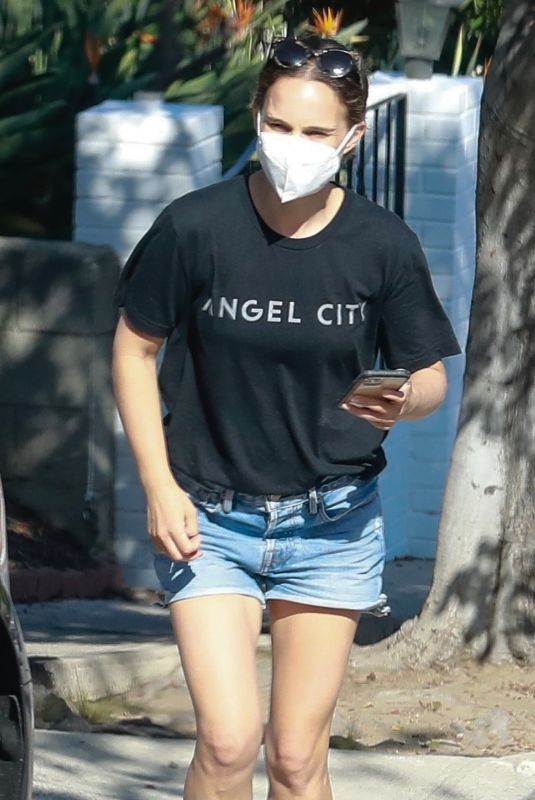 NATALIE PORTMAN in Denim Shorts Out in Los Angeles 09/19/2021