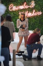 PARIS HILTON on the Set at Crumbs & Whiskers | Kitten & Cat Cafe on Melrose Ave in Los Angeles 09/02/2021