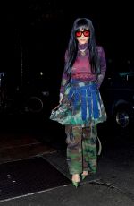 RIHANNA Arrives at a Party in Camouflage Skirt in New York 09/23/2021