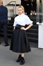 SARAH GADON Arrives at Prada Show at Milan Fashion Week 09/24/2021